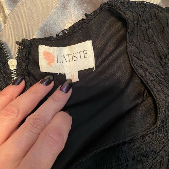 L’Atiste black lace romper with belt, S - Picture 2 of 5